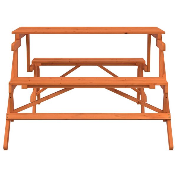 vidaXL piknika galds ar soliem, egles masīvkoks, pārveidojams