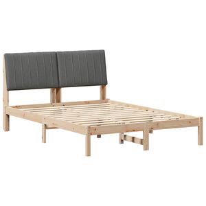 vidaXL Gultas rāmis Brūna 135 x 190 cm Ciets priedes koks
