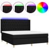 vidaXL atsperu gulta ar matraci, LED, melns audums, 160x200 cm
