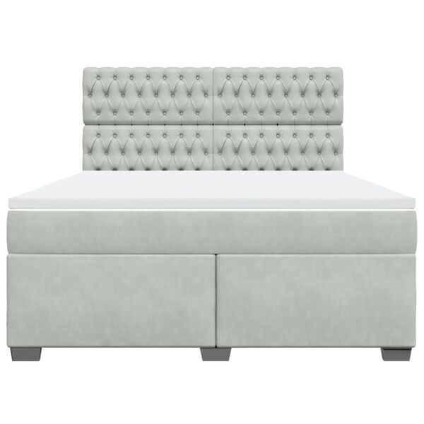 vidaXL atsperu gulta ar matraci, gai&scaron;i pelēka samts, 180x200 cm