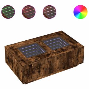 vidaXL kafijas galdiņ&scaron; ar LED, ozola krāsa, 116x69x40 cm