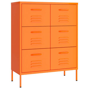 vidaXL atvilktņu skapītis, 80x35x101,5 cm, tērauds, oranžs