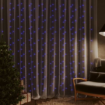 vidaXL LED lampiņu aizkars, 3x3 m, 300 LED, zils, 8 funkcijas