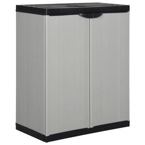 vidaXL dārza skapītis ar 1 plauktu, 68x40x85 cm, pelēks ar melnu