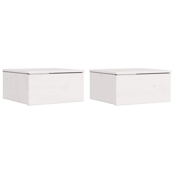vidaXL Naktsgaldiņ&scaron; 2 pcs Balts 37 x 35 x 18,5 cm Priedes masīvkoks