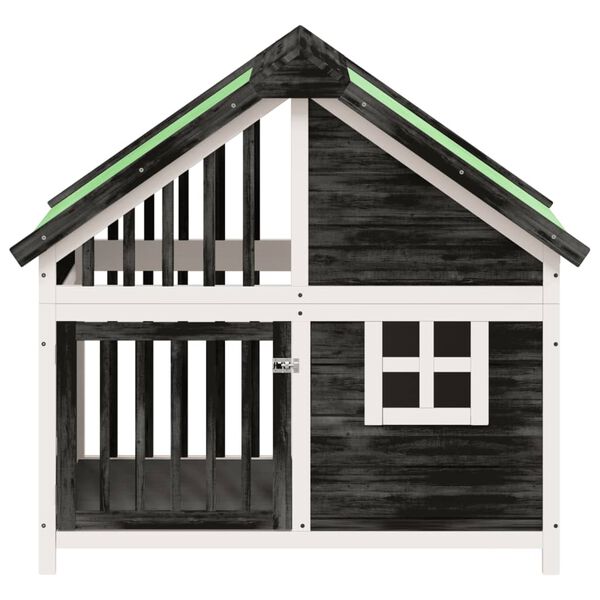 vidaXL suņu būris, pelēks, 96x60,5x87 cm, priedes masīvkoks