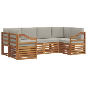 vidaXL Stūru dīvānu komplekts ar spilvenu 6 pcs Dabīgs un gai&scaron;i pelēks