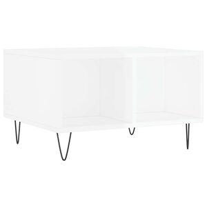 vidaXL kafijas galdiņ&scaron;, spīdīgi balts, 60x50x36,5, inženierijas koks