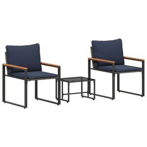 vidaXL Mēbeļu komplekti 3 pcs Pelēka un tum&scaron;i zila Rotangpalma