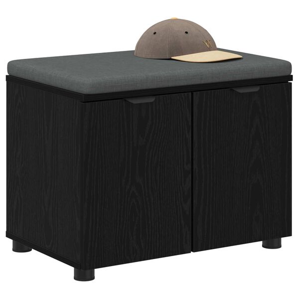 vidaXL Zāles sols ar spilvenu ar durvīm Melns ozolkoks 60 x 38 x 46 cm