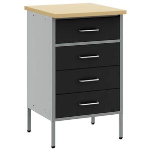 vidaXL Darbagalds ar atvilktni Melns un pelēks 50 x 55 x 85 cm