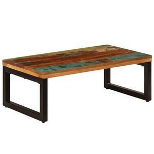 vidaXL kafijas galdiņ&scaron;, 100x50x35 cm, pārstrādāts masīvkoks un tērauds