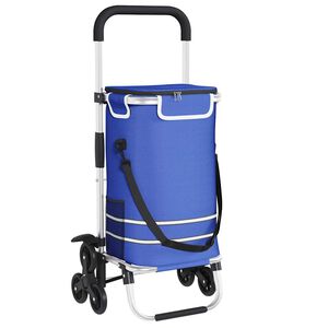 vidaXL Iepirkumu ratiņi 1 Zila 47 x 39 x 100,5 cm Oksfordas audums