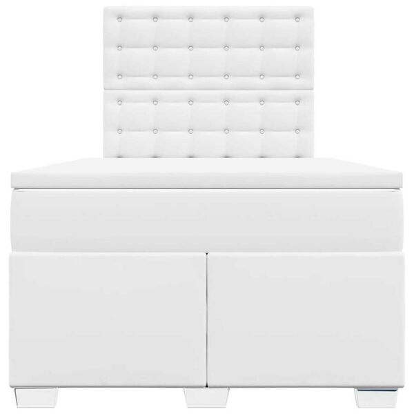 vidaXL atsperu gulta ar matraci, balta, 120x190 cm, mākslīgā āda