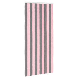 vidaXL Kukaiņu aizkars no &scaron;enila Sudraba pelēks un rozā 100 x 220 cm