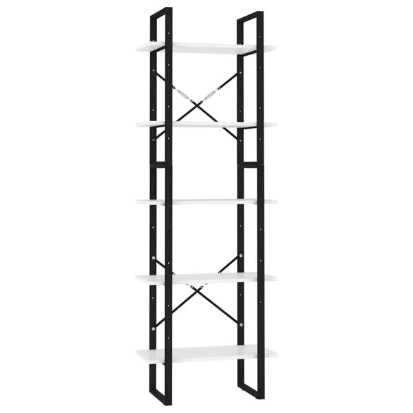 vidaXL 5-līmeņu grāmatu plaukts, balts, 60x30x175cm, inženierijas koks