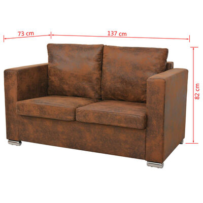 vidaXL dīvāns, divvietīgs, 137x73x82 cm, mākslīgā zamšāda