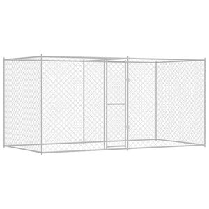 vidaXL Suņu būris Sudraba 400 x 200 x 200 cm Cinkots tērauds