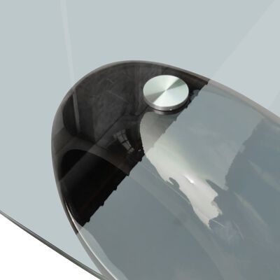 vidaXL kafijas galdiņš ar ovālas formas stikla virsmu, spīdīgs, melns