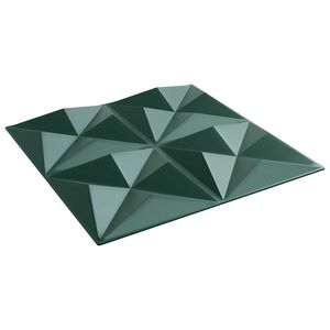vidaXL Sienas paneļi 12 gab. 50 x 50 cm Origami Zaļ&scaron; XPS Putu
