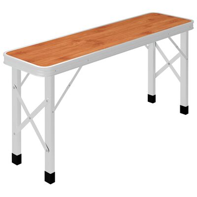 vidaXL saliekams kempinga galds ar 2 soliem, brūns, alumīnijs