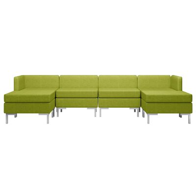 vidaXL sešdaļīgs dīvāna komplekts, zaļš audums