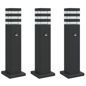 vidaXL āra zemes lampas ar sensoru, melns, 3 gb., 50 cm, alumīnijs