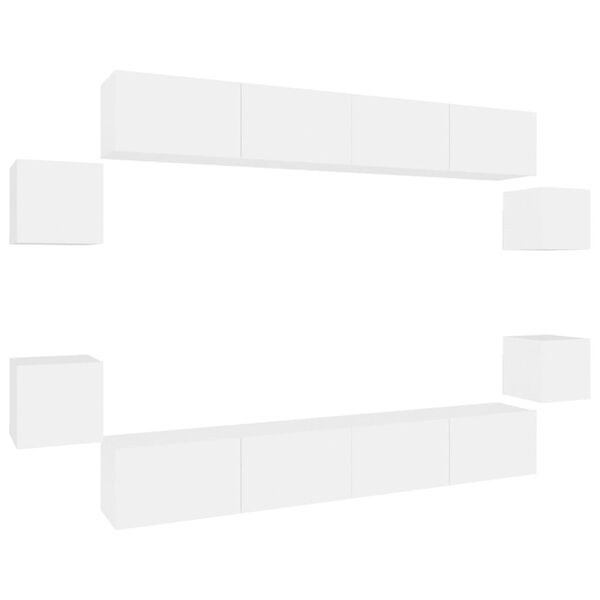 vidaXL 8-daļīgs TV skapīšu komplekts, balts, inženierijas koks