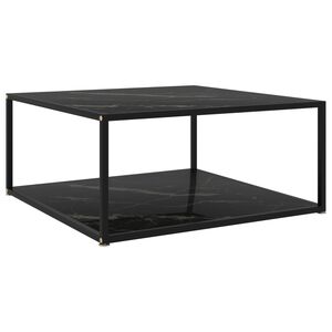 vidaXL kafijas galdiņ&scaron;, 80x80x35 cm, melns, rūdīts stikls