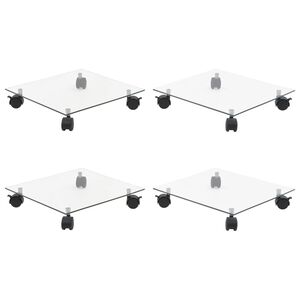 vidaXL augu paliktņi ar riteņiem, 4 gab., 35x35 cm, rūdīts stikls