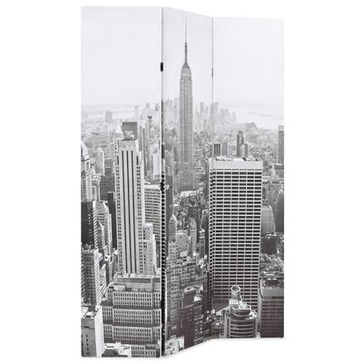 vidaXL istabas aizslietnis, 120x170 cm, saliekams, Ņujorka, melnbalts