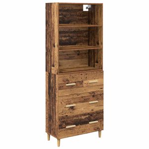 vidaXL Augstais skapītis ar atvilktni Vecs koks 69,5 x 32,5 x 180 cm