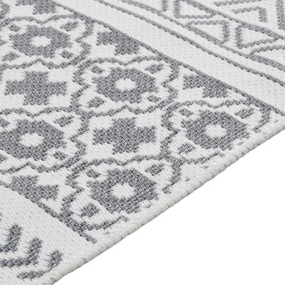 vidaXL paklājs, pelēks ar baltu, 100x300 cm, kokvilna
