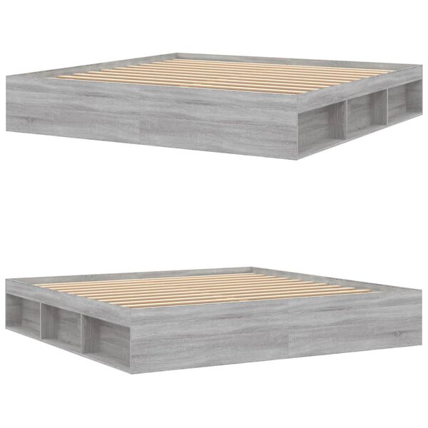 vidaXL gultas rāmis, pelēka ozolkoka, 200x200 cm