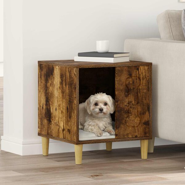 vidaXL Suņu māja Dūmaka ozols 44 x 42 x 49 cm Inženierijas koks