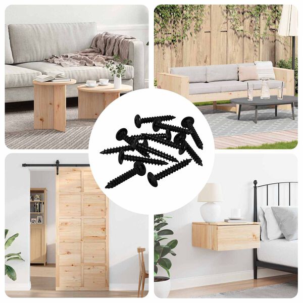 vidaXL Pa&scaron;vītņojamais Nags 9000 pcs Melna Tērauds