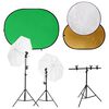 vidaXL fotostudijas apgaismojuma komplekts ar fonu un reflektoru