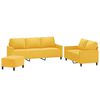 vidaXL trīsdaļīgs dīvānu komplekts ar spilveniem, dzeltens samts