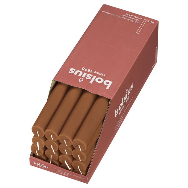 Bolsius galda sveces Shine, 16 gab., 27 cm, brūnas