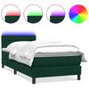 vidaXL atsperu gulta ar matraci, LED, tum&scaron;i zaļ&scaron; samts, 100x220 cm