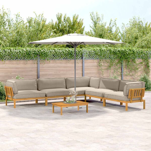 vidaXL Dīvānu komplekts 6 pcs Pelēkbrūna Cietā akācijas koks