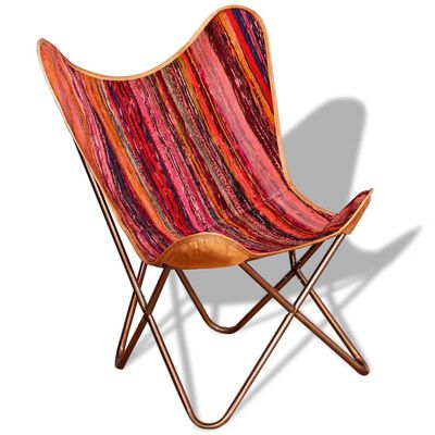 vidaXL tauriņa formas krēsls, daudzkrāsains audums