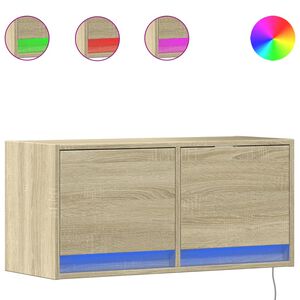 vidaXL TV skapītis ar LED lampiņām, koka krāsā, 80x31x38 cm
