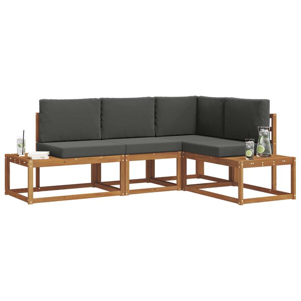 vidaXL Āra dīvānu komplekts ar spilvenu 4 Gabals Dabisks un antracīts