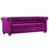 vidaXL Chesterfield dīvāns, trīsvietīgs, 199x75x72 cm, violets samts