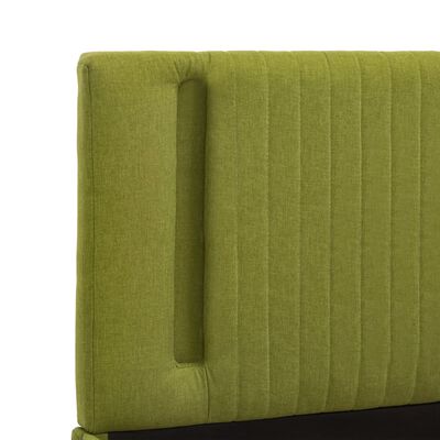 vidaXL gultas rāmis ar LED, zaļš audums, 120x200 cm