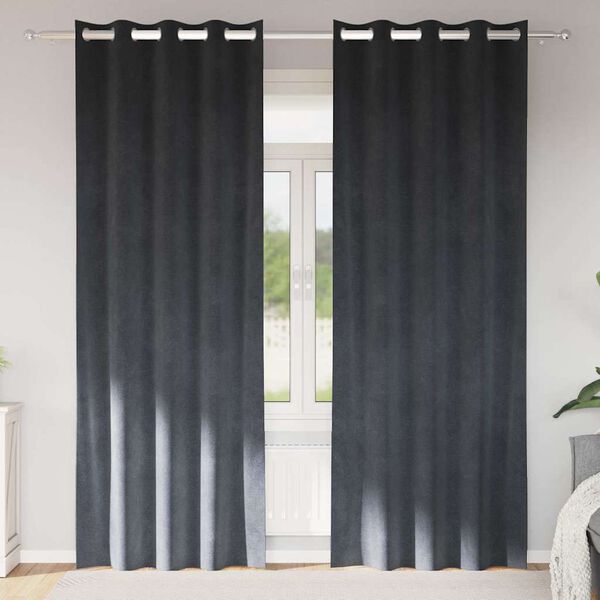 vidaXL Aptum&scaron;ojo&scaron;ie aizkari 2 pcs Gai&scaron;i pelēks 140 x 225 cm Samts