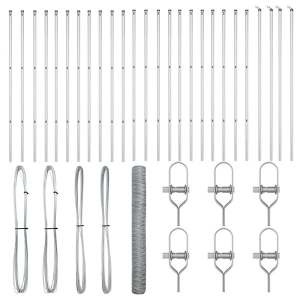 vidaXL Žoga āķis Sudraba 50 x 1 m (50 mm sieta) Tērauds