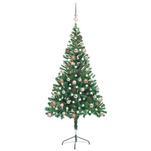 vidaXL mākslīgā Ziemassvētku egle ar rotājumiem, 150 cm, 380 zari