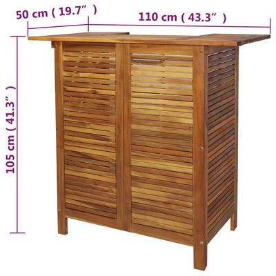 vidaXL bāra galds, 110x50x105 cm, akācijas masīvkoks